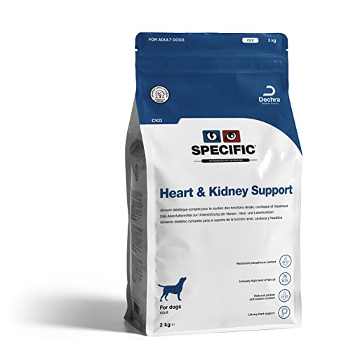 SPECIFIC® Heart & Kidney Support (CKD) 2kg - Trockenfutter für Hunde mit Omega-3 und Krillöl - Reduzierter Proteingehalt zur Entlastung der Nieren - Erwachsene Tiere - DECHRA Veterinary Products