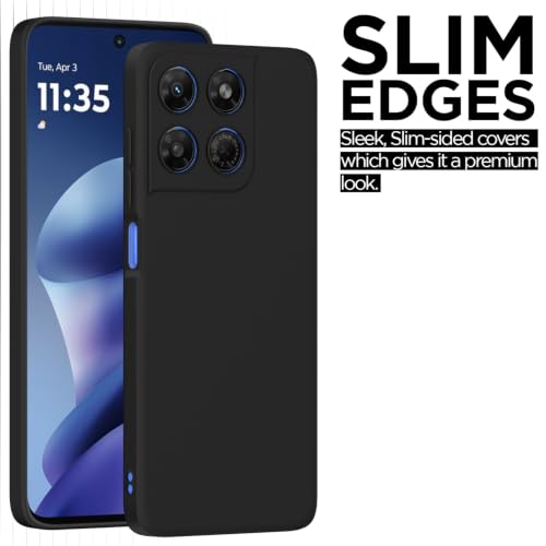 Image of Outlouders Back Cover for Motorola Moto G77 Power 5G | Camera Protection | Durable Soft Matte Silicone Bumper Case (Black)