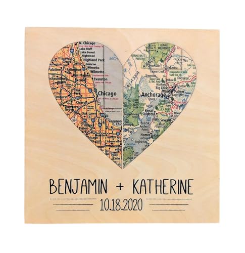 Define Design 11 Personalized Heart Map Art Engagement Gift Unique Wedding Gift for Couple...