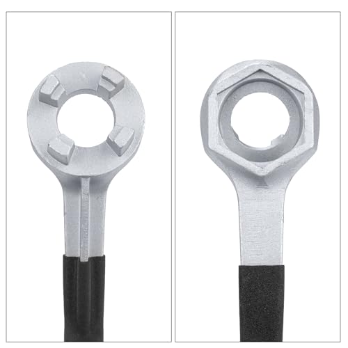 Image of Aluminum Drum Wrench, Bung Wrench, Barrel Opener Tool for Opening 10 15 20 30 55 Gallon Drum, Fits 2 inch and 3 /4 inch Bung Cap Red (2, black /green handle)