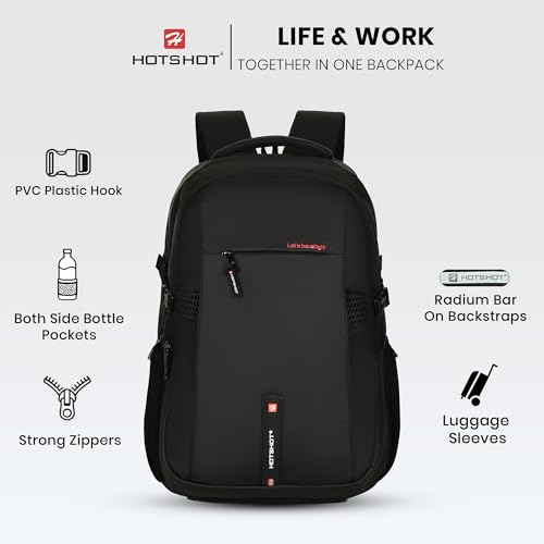 Image of HOT SHOT QUANTUM 1355| 35 L unisex laptop backpack |15.6 inch|Detachable Key Ring,|Trolley sleeve|laptop bag for men|office & college|bag for men & women