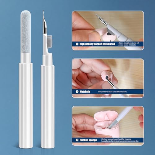Herfair Earphone Cleaning Kit,Multifunctional 3-in-1 Cleaner Tool Professional Headphone Phone Clean Pen Brush Compatible with Earbuds,Camera Lens, Charging Cases, Keyboards, Cell Phones, etc - Image 2