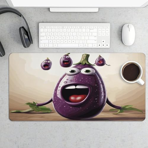 Alfombrilla de escritorio grande de goma Cartoon Eggplant miniatura 5