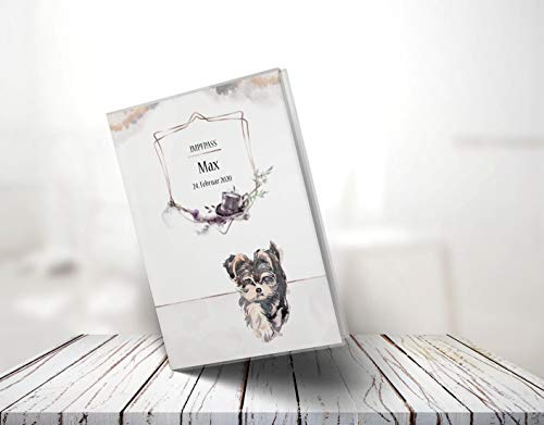 Impfpass Hülle für Tiere Cosmo Hunde Tierausweis Schutzhülle schöne Geschenkidee personalisierbar mit Namen und Geburtsdatum (Poppy, Impfpasshülle personalisiert)