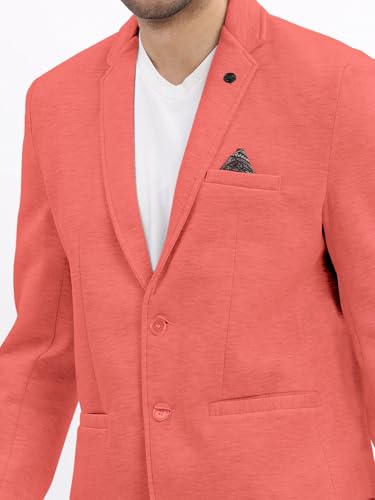 Image of SHOWOFFFF Men Solid Single Breasted Casual Blazer | Notched Lapel Full Sleeves Cotton Blazer for Mens | Slim Fit Regular Length Blazer for Men's