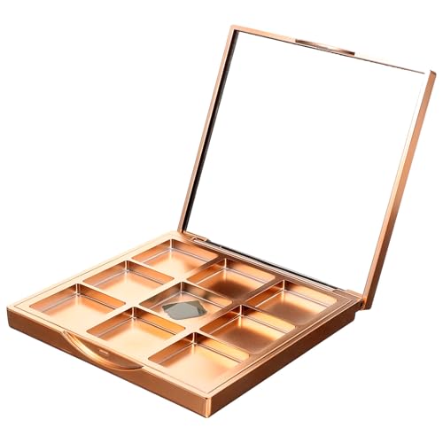 MOTHNUR Paleta de Maquillaje Vacía 9 Rejillas Purpurina y Diseño de Leopardo en Rosa Dorado, Bandeja Compacta para Sombras de Ojos, Adecuado para Maquillaje Diario y Viajes