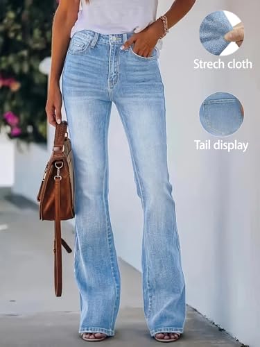 Plus Size Flare Jeans for Curvy Women Stretchy High Waist Baggy Jean Wide Leg Bootcut Bell Denim Pants3