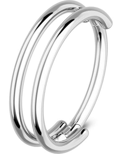 OUFER Nose Rings Hoops 20G Double Rows Hoop Nose Ring For Women 316L Surgical Steel Hinged Segment Cartialge Piercing Inner Diameter 7MM Cartilage Rook Helix Lobe Tragus Earrings