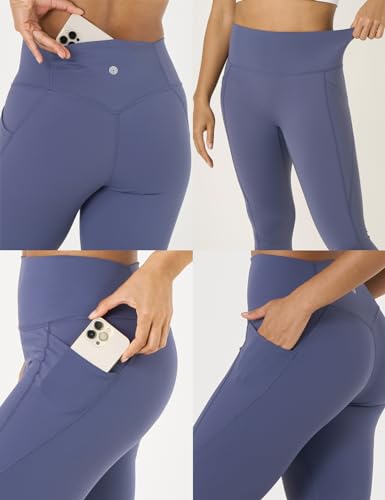 Damen Capri Yoga Leggings, 3/4 Yogahosen Sport hoher Bund High Waist (L02A1 Ohne Taschen, L02B1 Mit Taschen) – Bild 6