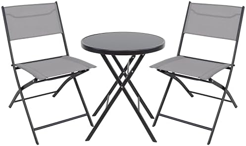 BTEXPERT 3-Piece Patio Bistro Dining Furniture Set Portable Foldi...