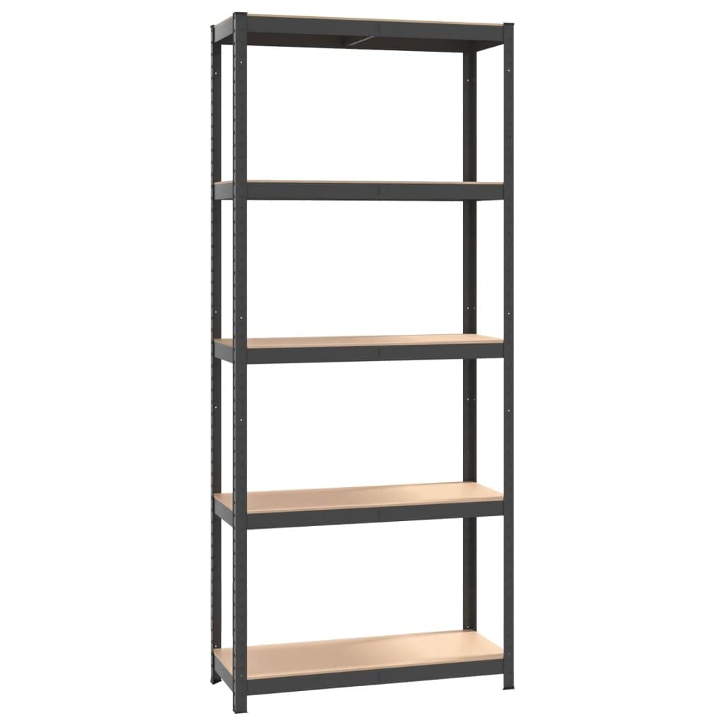 vidaXL 5-Layer Shelves: Anthracite Steel&Engineered Wood Bookcase, Durable Storage Unit with Industrial Style, Suitable for Home & Office
