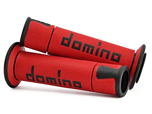 REVETEMENT/POIGNEE DOMINO A450 Rouge/Noir (PR) Debouche pour Embout Guidon
