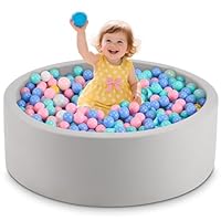 Aunekiv Bällebad für Baby ab 1 Jahr, Rundes Weiches Bällebad ohne Bälle, Schaumstoff Bällebad Kinder, 90x30 cm Bällepool Ballgruben Spielzeug für Kleinkinder, Grau