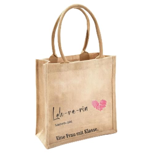 AHEJIOO Lehrertasche Damen, Geschenk Für Lehrerin, Jute Tasche Als Dankeschön, Praktische Größe 30x30x14cm, Ideal Für Grundschule Und Täglichen Gebrauch
