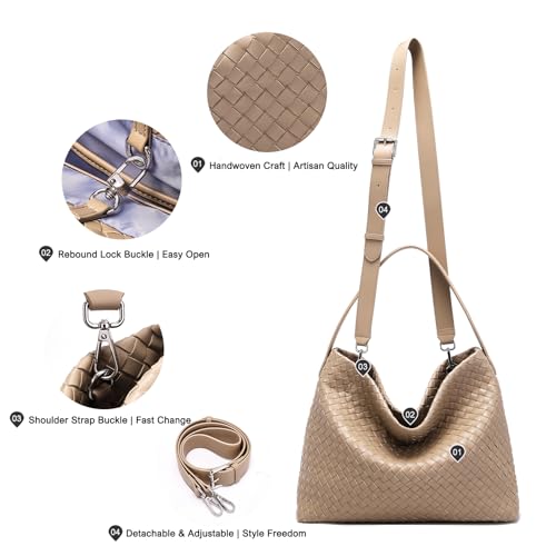 Bolsa Tote Tejida de Gamuza para Mujer, Cuero Vegano miniatura 4