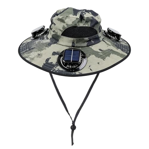 Chapeau à ventilateurs solaires coiffe respirante et large bord renforcé anti-UV