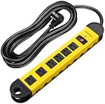 DEWENWILS Barres d'alimentation en métal avec protecteur de surpression, 6-Outlet Bande de puissance lourde avec 15FT Cord de longue extension, 14AWG/3C, 1800W/15A, 900 Joules, Bouchon plat à profil bas, Montable au mur, UL Inscrit