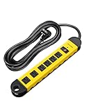 DEWENWILS Metal Power Strip, 6-Outlet Heavy Duty Surge Protector with 15FT Long Cord, UL Listed, 14AWG/3C, 15A Circuit Breaker, 900 Joules, Low Profile Flat Plug, Wall Mountable