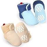 SATINIOR, 2 Pairs Unisex Baby Booties Baby Cozy Fleece Booties Non-Slip Soft Sole Newborn Booties...