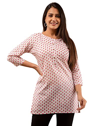 Image of feranoid Women Cotton Printed Straight Short Kurti