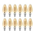 Globe Electric 40W Equivalent Soft White (2000K) Edison Dimmable LED Light Bulb 12-Pack, E12 Candelabra Base, 125 Lumens, Amber Glass 34839, B10 Vintage, 12 Count