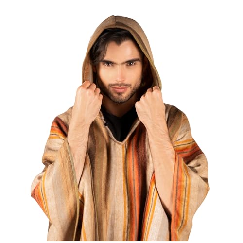 ALPAKITAS Premium Alpaca Wool Poncho – Western Hooded Cape for Men & Women – 70% Alpaca, Soft & Warm Mexican Poncho - Brown