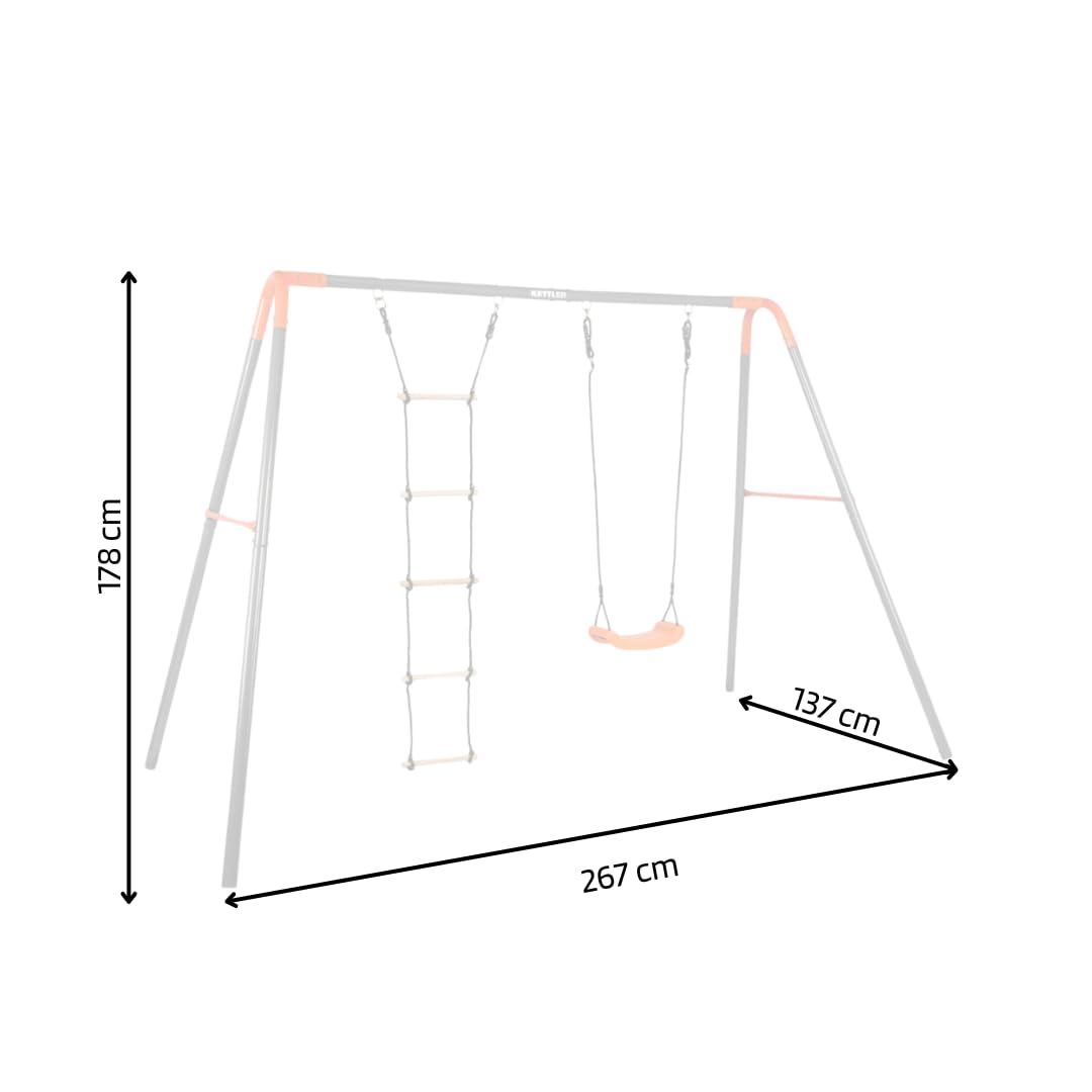 Altalena KETTLER COMBI Outdoor| Struttura con sedile, scaletta e ancoraggi al suolo inclusi| Portata 100 kg| Struttura in metallo robusta e resistente alle intemperie| Per bambini dai 3 anni in su