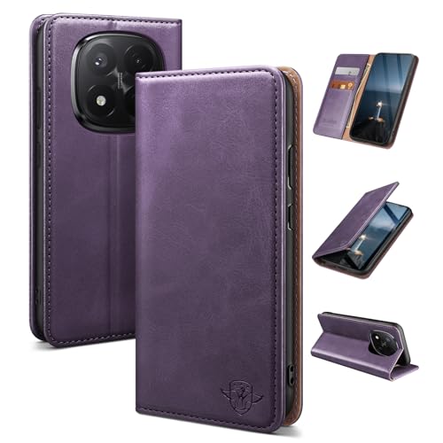 Étui Redmi Note 14 Pro 5G en cuir violet avec clapet magnétique et blocage RFID