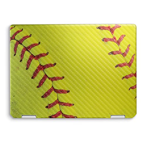 Image of MightySkins Carbon Fiber Skin Compatible with HP Spectre x360 14 inch (2022) Full Wrap Kit - Softball Closeup | Protective, Durable Textured Carbon Fiber Finish | Easy to Apply | Made in The USA