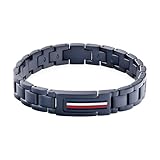 Tommy Hilfiger Herrenarmband aus Edelstahl, verziert mit den ikonischen Farben der Marke, das klassischen Tommy Hilfiger Stil mit einem modernen Touch vereint—mehr als nur ein Accessoire, es ist ein Symbol zeitloser Eleganz Hergestellt aus hochwertig...