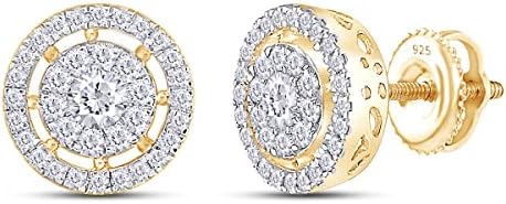 SAVEARTH DIAMONDS 1 Carat (Cttw) Round Cut Lab Created Moissanite Diamond Halo Cluster Stud Earrings In 14k Yellow Gold Over Sterling Silver (G-H Color, VVS1 Clarity)