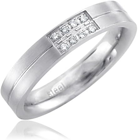 Stainless Steel Diamond Band Ring (0.04 carat)