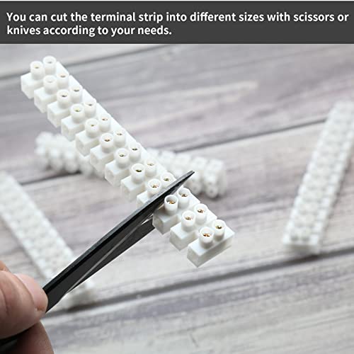 Litoexpe 20 Pcs Terminal Block White, Screw Terminal Connector, Dual Row Electric Barrier Block 12-Position Terminal Strip, 10 Amp 380 V #TOP4