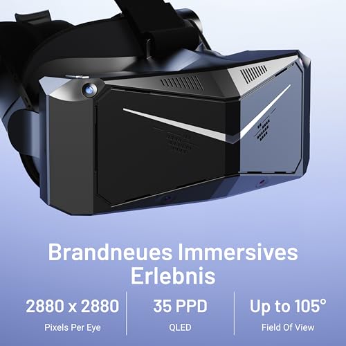 Pimax Crystal Light Hochauflösendes PC VR-Headset & VR-Brille mit 8K-Auflösung & 120Hz – Für SteamVR-Spiele, Flug- & Rennsimulatoren – Inklusive Controller, Vollzahlungs-Version