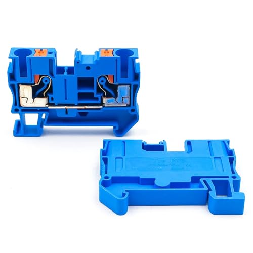 50Pcs PT 6 Spring Terminal Block 6mm DIN Rail Secure Electrical Connections Industrial Use(PT-6-50 PCS-Blue)