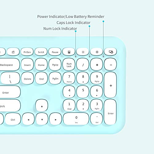 Wireless Keyboard and Mouse, Jelly Comb 2.4G Slim Full Size Keyboard Mouse Combo with Number Pad for PC Desktops Computer, Laptops, Windows (Mint Green) KS66 - Thumbnail 6