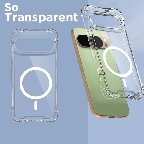 Image of Amazon Basics Back Cover for Google Pixel 10 Pro XL 5G Mag-Safe Shockproof PC + TPU Protective Case Magnetic Support Bumper Case (Transparent Mag-Safe)
