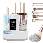 Electric Makeup Brush Cleaner Machine With Makeup Brush Dryer, Automatic Spinning Cosmetic Brushes Cleaner Tool Fit for All Size Makeup Brush with Makeup Brush Cleaning Mat