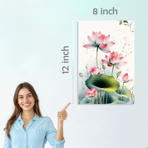 Image of SiddArtify Lotus Flower Wall Art Prints Set - Botanical Poster Decor for Living Room Bedroom Office - 8x12 Sticker Pack of 6