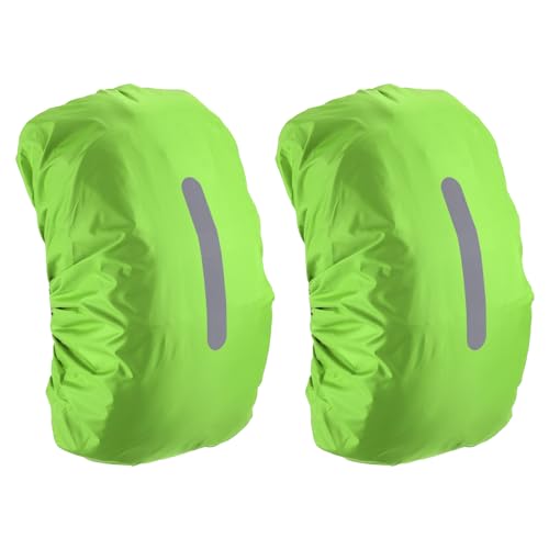 M METERXITY 2 Pack Backpack Rain Cover - Waterproof Lightweight Cover with Vertical Reflective Strap, Apply to Cycling/Hiking/Mountain Climbing (30-40L, S, Lawn Green)