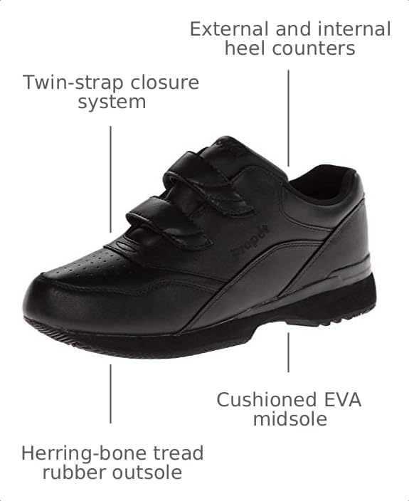 Image of Propet Womens Tour Walker Strap Walking Walking Sneakers Shoes - Black