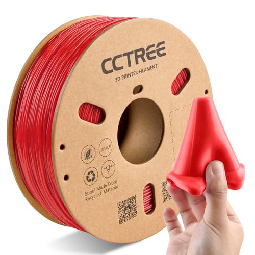 CCTREE 3D Printer TPU Filament 1.75mm, 1KG Spool (2.2 lbs), Red