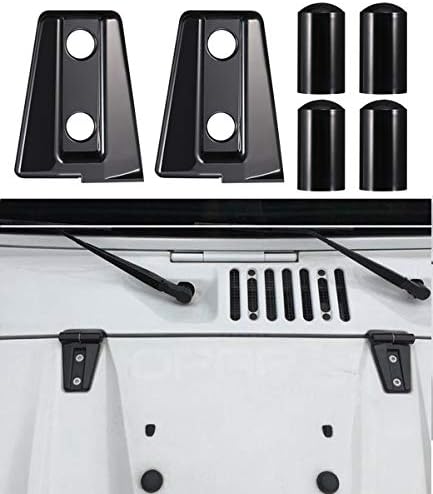 Hooke Road Black Hood Hinge Cover for 2007-2018 Jeep JK Wrangler & Unlimited - Pack of 2