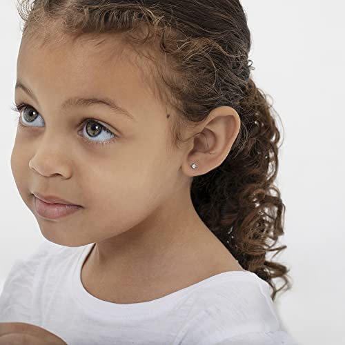 925 Sterling Silver 2mm-5mm Cubic Zirconia Princess Square Cut Screw Back Earrings For Babies, Infants, Toddlers & Little Girls - Hypoallergenic Safe for Sensitive Ears - Birthday Gift Idea2