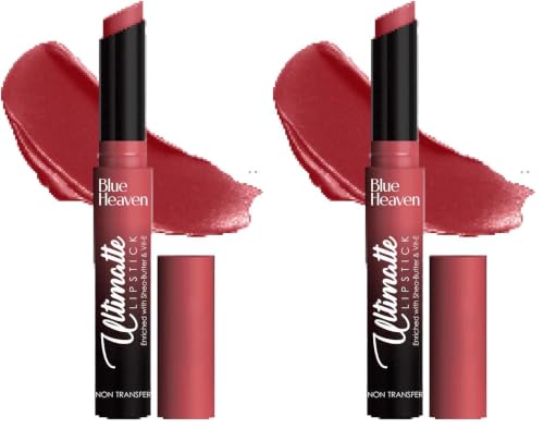 Image of Blue Heaven Ultimatte NonTransfer lipstick for women|Enriched with Shea Butter & Vitamin E| Matte Finish, Smudge Proof & Waterproof Long Lasting Lipstick Upto 12Hrs| 2.2g | 11 Brown (Pack of 2)