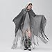Beeuthios Adualt Halloween Horror Grim Reaper Costume for Women Men Ripped Witch Cape Cosplay Props (A-Gray, One Size)