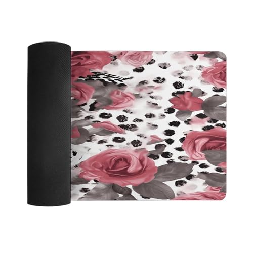 Alfombrilla de escritorio grande con diseño rosa y leopardo miniatura 3