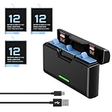 Set di batterie per Hero 12, 11, 10, 9-3 batterie da 1800 mAh e caricatore USB LCD a 3 canali, completamente compatibile (3 batterie + 1 car …