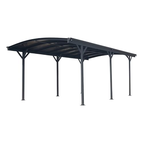 X-Metal Carport Autoportant en Aluminium et Polycarbonate 17,28m² | Protection Véhicule Anti-UV et Intempéries | Gris Anthracite avec Kit d'ancrage Inclus | Robuste avec Gouttières Latérales