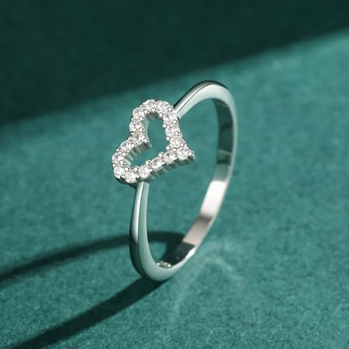 Kokoma Love Heart Engagement Ring for Women 925 Sterling Silver Cubic Zirconia Hollow Heart Promise Rings Wedding Band Statement Fashion Jewelry4